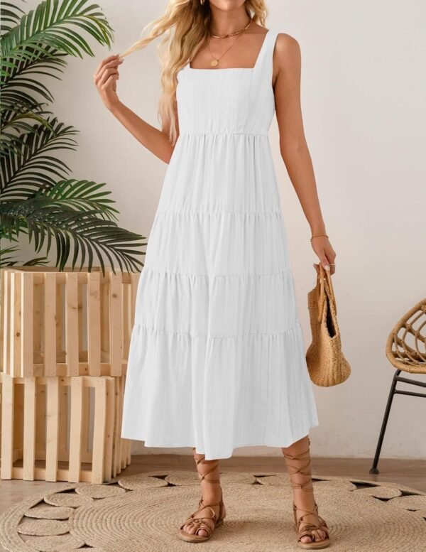 Connecteri Women's 2024 Summer Sleeveless Dress Casual Backless Loose Flowy Tiered Sundress Beach Cover up Tank Dresses