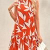Connecteri  Women's 2024 Summer Floral Mini Dress Sleeveless Cut Out Backless Ruffle Boho Beach Vacation Short Sundresses
