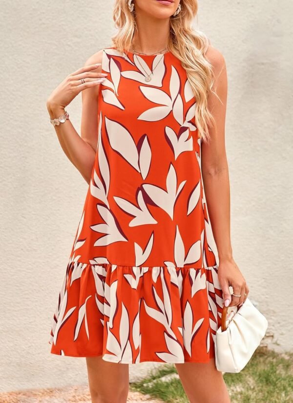 Connecteri  Women's 2024 Summer Floral Mini Dress Sleeveless Cut Out Backless Ruffle Boho Beach Vacation Short Sundresses