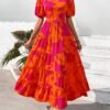Connecteri  Womens Dresses 2024 Puff Sleeve Floral Casual Summer Dresses Smocked Backless Beach Flowy Tiered Maxi Dress