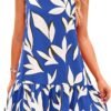 Connecteri  Women's 2024 Summer Floral Mini Dress Sleeveless Cut Out Backless Ruffle Boho Beach Vacation Short Sundresses
