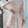 Connecteri  Women's Floral Print Chiffon A-Line Mini Dress Long Peasant Sleeves