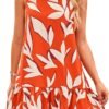 Connecteri  Women's 2024 Summer Floral Mini Dress Sleeveless Cut Out Backless Ruffle Boho Beach Vacation Short Sundresses