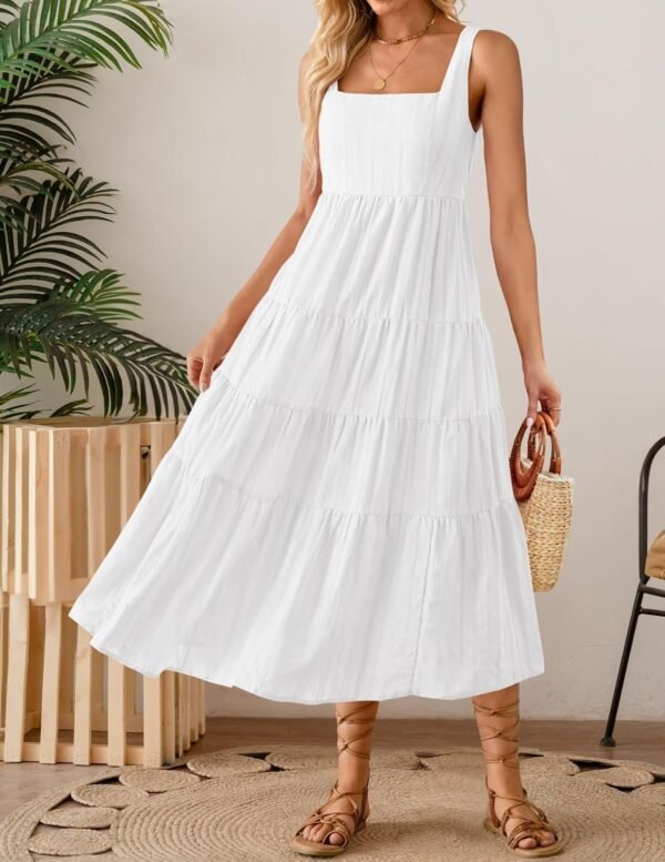 Connecteri Women's 2024 Summer Sleeveless Dress Casual Backless Loose Flowy Tiered Sundress Beach Cover up Tank Dresses