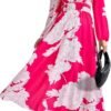 Connecteri  Women's 2024 Fall Boho Maxi Dress Casual Long Sleeve V Neck Printed Beach Long Flowy Dresses