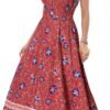 Connecteri  Women's 2024 Summer Short Sleeves Boho Floral Print Tiered Casual Flowy Long Maxi Dress