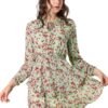 Connecteri  K Women's Ruffled Floral Smocked Waist Layered Tiered Chiffon Dress