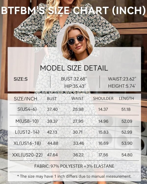 Connecteri  Women Long Sleeve Wrap Maxi Dress V Neck Boho Floral High Waist Flowy Ruffle 2024 Spring Summer Dresses with Belt