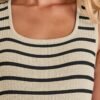 Connecteri Women's Summer Sleeveless Mini Dress 2024 Square Neck Striped Knit A Line Pleated Tank Dresses
