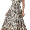 Connecteri  Women's 2024 Summer Short Sleeves Boho Floral Print Tiered Casual Flowy Long Maxi Dress