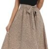 Connecteri  Summer Dresses for Women 2024 Short Sleeve Elastic Waist Casual Dresses Ribbed Floral Work Midi Dress with Pockets
