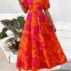 Connecteri  Womens Dresses 2024 Puff Sleeve Floral Casual Summer Dresses Smocked Backless Beach Flowy Tiered Maxi Dress