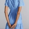 Connecteri  Womens 2024 Summer Short Dress V Neck Short Sleeve A Line Hollow Out Lace Ruffle Cute Casual Beach Party Dresses