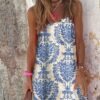 Connecteri  Women Summer Dresses 2024 Spaghetti Strap Scoop Neck Smocked Ruffle Flowy Boho Maxi Dress