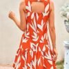Connecteri  Women's 2024 Summer Floral Mini Dress Sleeveless Cut Out Backless Ruffle Boho Beach Vacation Short Sundresses