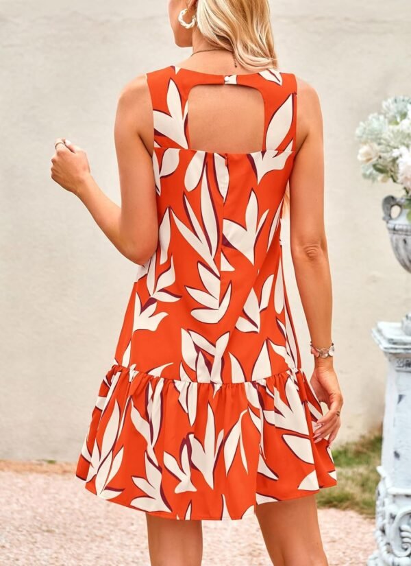 Connecteri  Women's 2024 Summer Floral Mini Dress Sleeveless Cut Out Backless Ruffle Boho Beach Vacation Short Sundresses