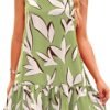 Connecteri  Women's 2024 Summer Floral Mini Dress Sleeveless Cut Out Backless Ruffle Boho Beach Vacation Short Sundresses