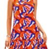 Connecteri  Women's 2024 Summer Floral Mini Dress Sleeveless Cut Out Backless Ruffle Boho Beach Vacation Short Sundresses