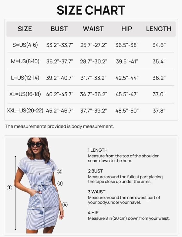 Connecteri  Women's Summer Striped Short Sleeve T Shirt Dress Casual Tie Waist with Pockets
