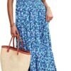 Connecteri  Womens Cap Sleeve V Neck Smocked Beach Sundress