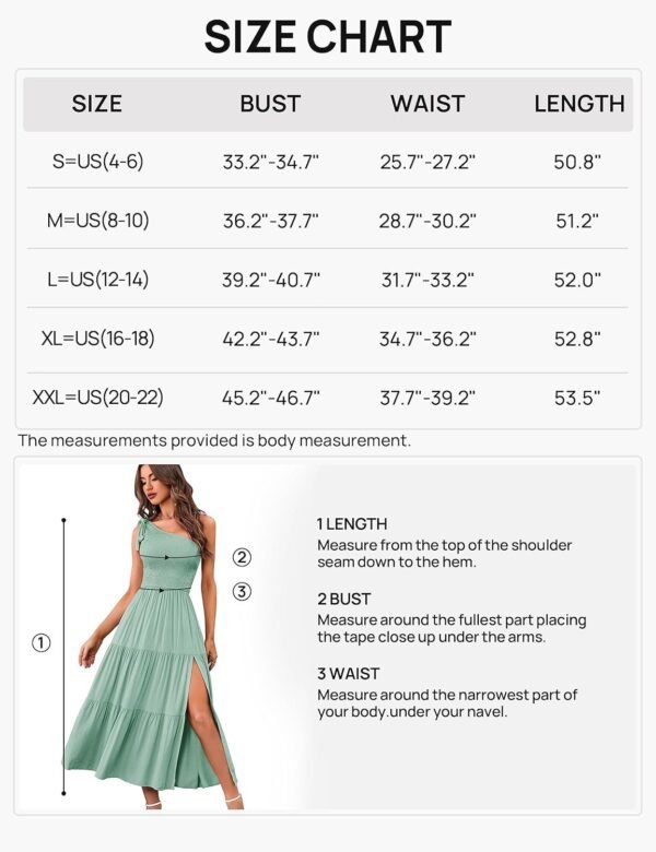 Connecteri  Women's Summer One Shoulder Sleeveless Knot Smocked Midi Dress Split Tiered Flowy Dresses