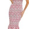 Connecteri Womens Sleeveless Strappy Ruffle Hem Smocked Bodycon Dress