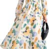 Connecteri  Women's 2024 Fall Boho Maxi Dress Casual Long Sleeve V Neck Printed Beach Long Flowy Dresses