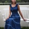 Connecteri  Women's Maxi Dress Sleeveless Denim Long Summer A-line Casual Blue Cotton Boho Flowy Sundresses for Women