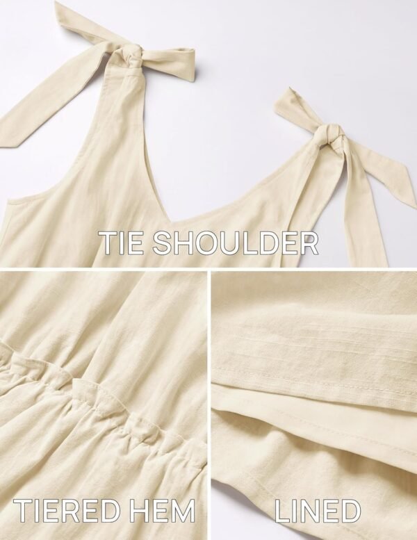 Connecteri Womens Summer Casual V Neck Sleeveless Mini Dress 2024 Tie Shoulder Tiered Ruffle Swing A Line Short Sundresses