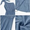 Connecteri  Women's Summer One Shoulder Sleeveless Knot Smocked Midi Dress Split Tiered Flowy Dresses