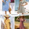 Connecteri  Womens Sundress Summer Floral Short Sleeve Wrap V Neck A-Line Midi Dress